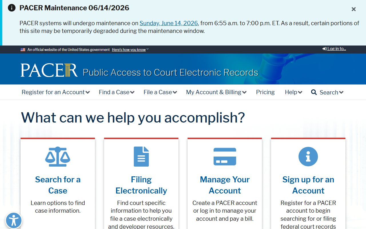 Cameron County Prothonotary records and PACER federal case access distinction