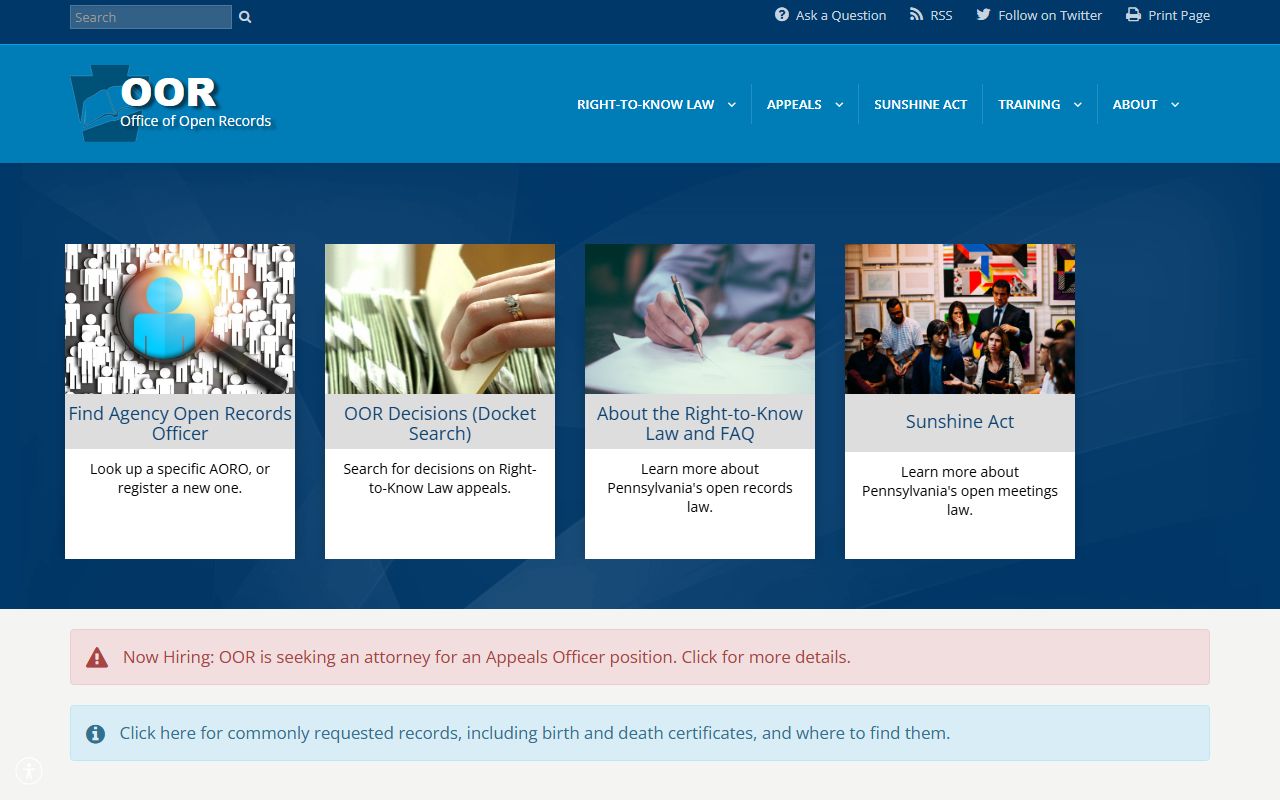Cameron County court records Pennsylvania Office of Open Records