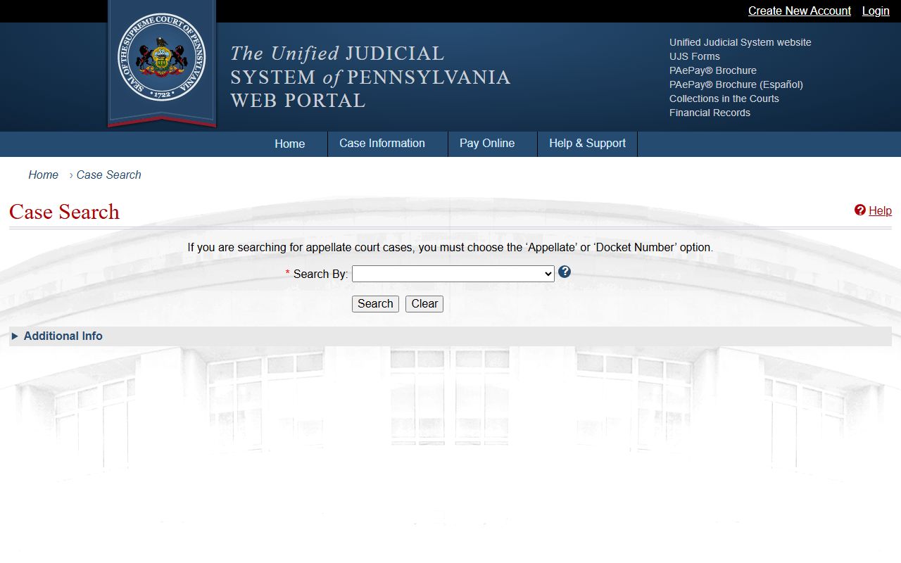 Cameron County court records UJS case search portal