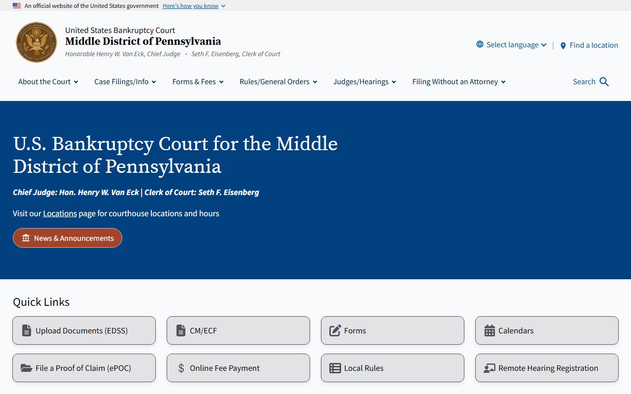 Cameron County Court of Common Pleas and federal bankruptcy court access distinction