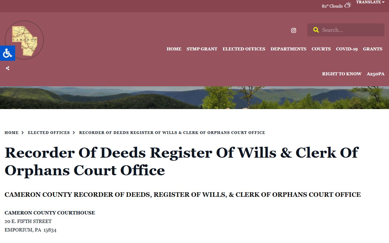 Cameron County marriage and Orphans' Court records