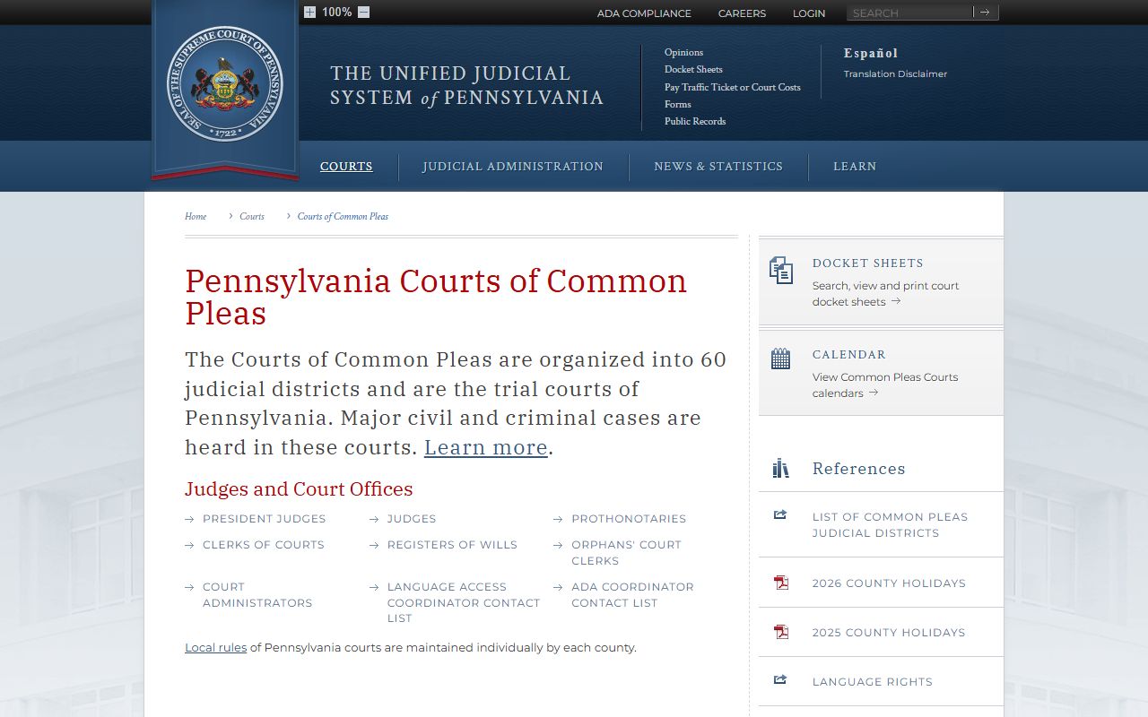 Cameron County Court of Common Pleas records