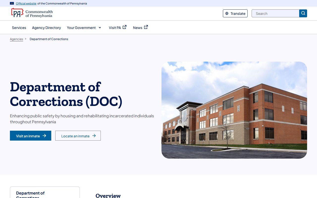Cameron County inmate records Pennsylvania Department of Corrections