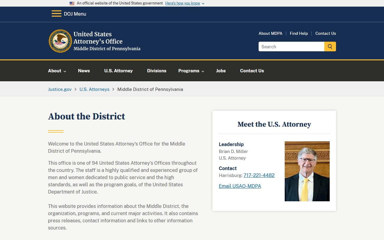 Cameron County warrant records Middle District of Pennsylvania federal source
